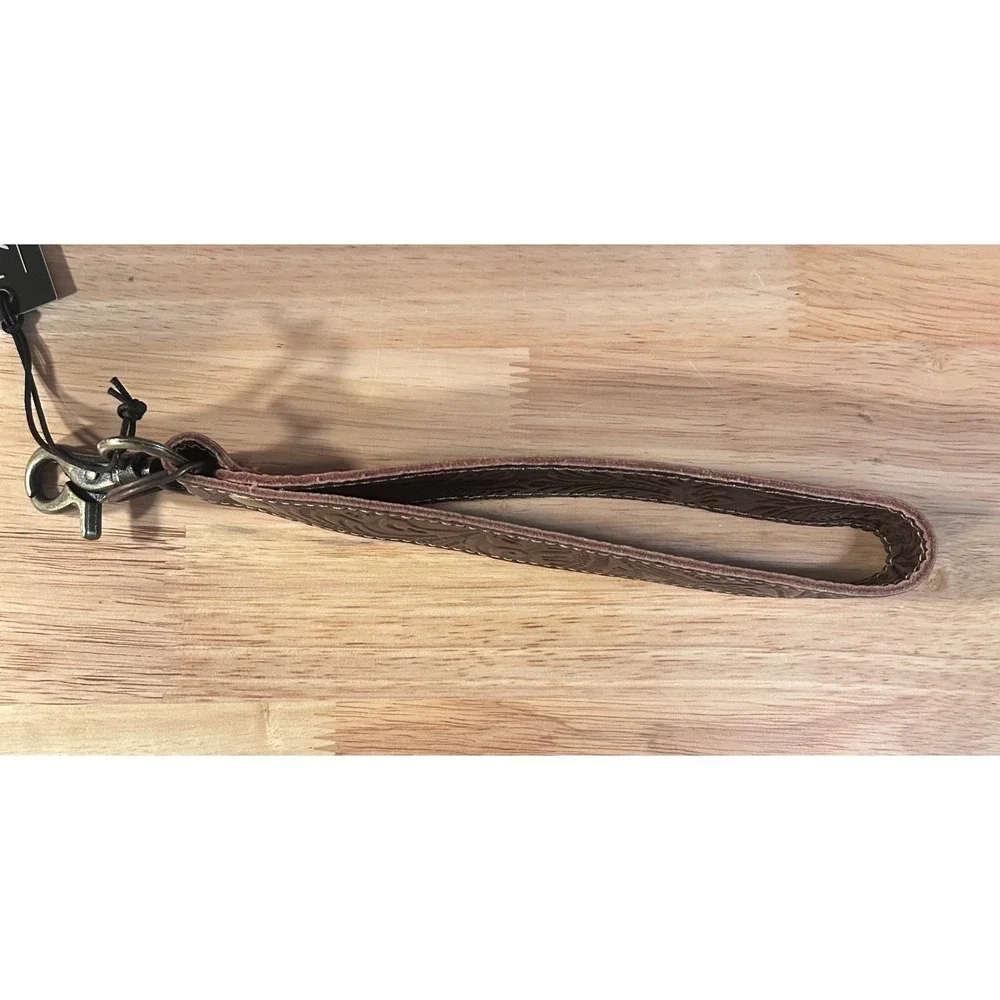 Myra Handbags Brown‎ Leather Hand Tooled Key Fob Classic Country Bag Charm New